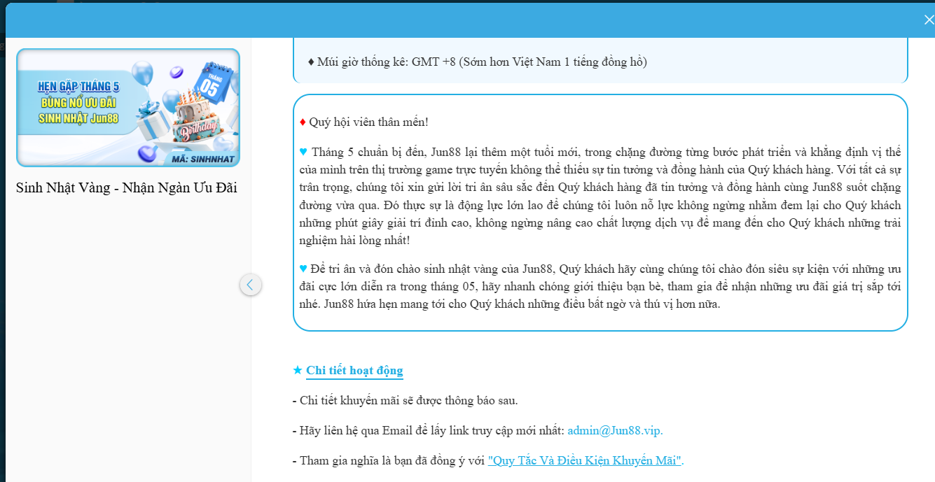 Cách Tham Gia Khuyến Mãi Tháng Sinh Nhật Jun88